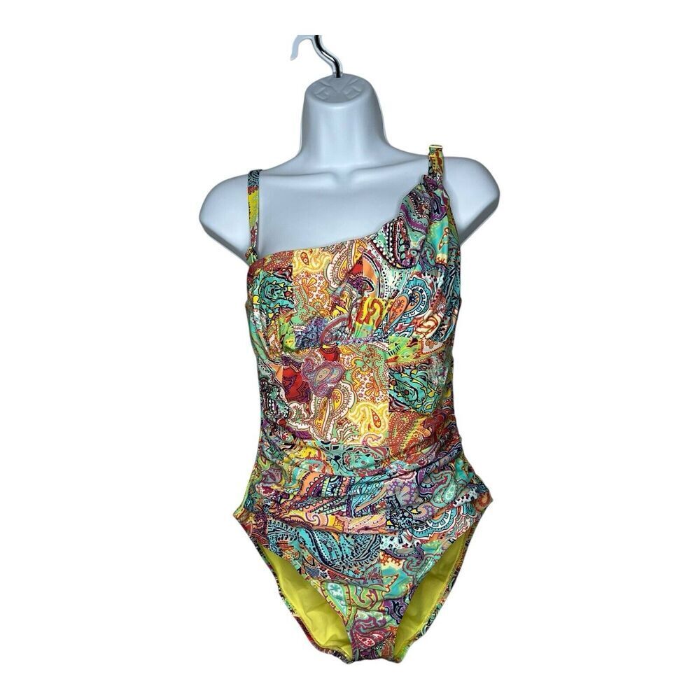 Blue Rod Beattie One Piece‎ Swimsuit Womens 6 Multicolor Paisley Stretch Bright